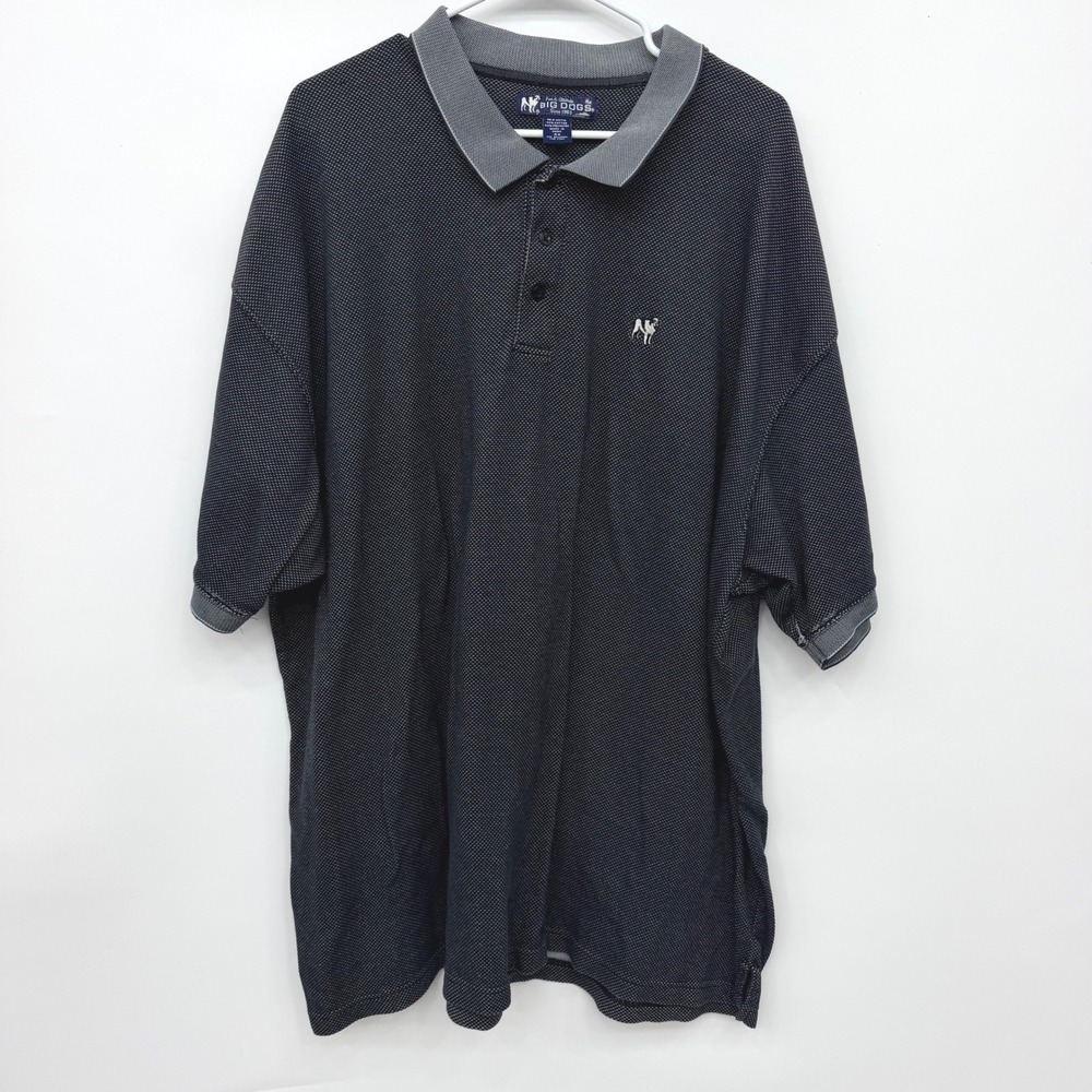 Big Dogs Polo Shirt Textured Micro Pattern Embroidered Logo Mens 4X Black